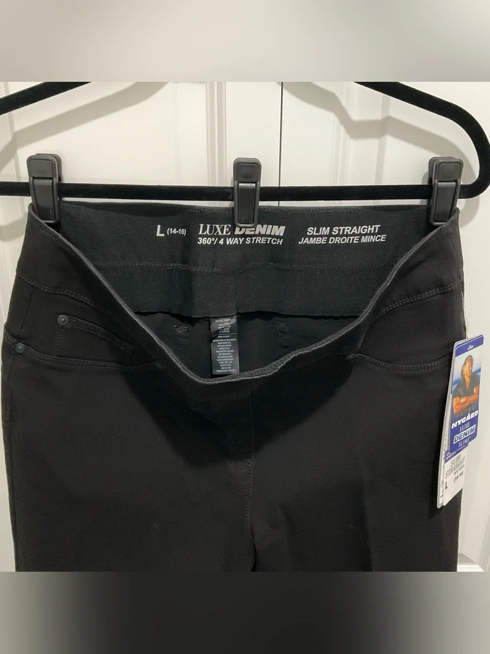 Black Nygard Straight Slim Jeans SZ L 14-16 Pull On NWT